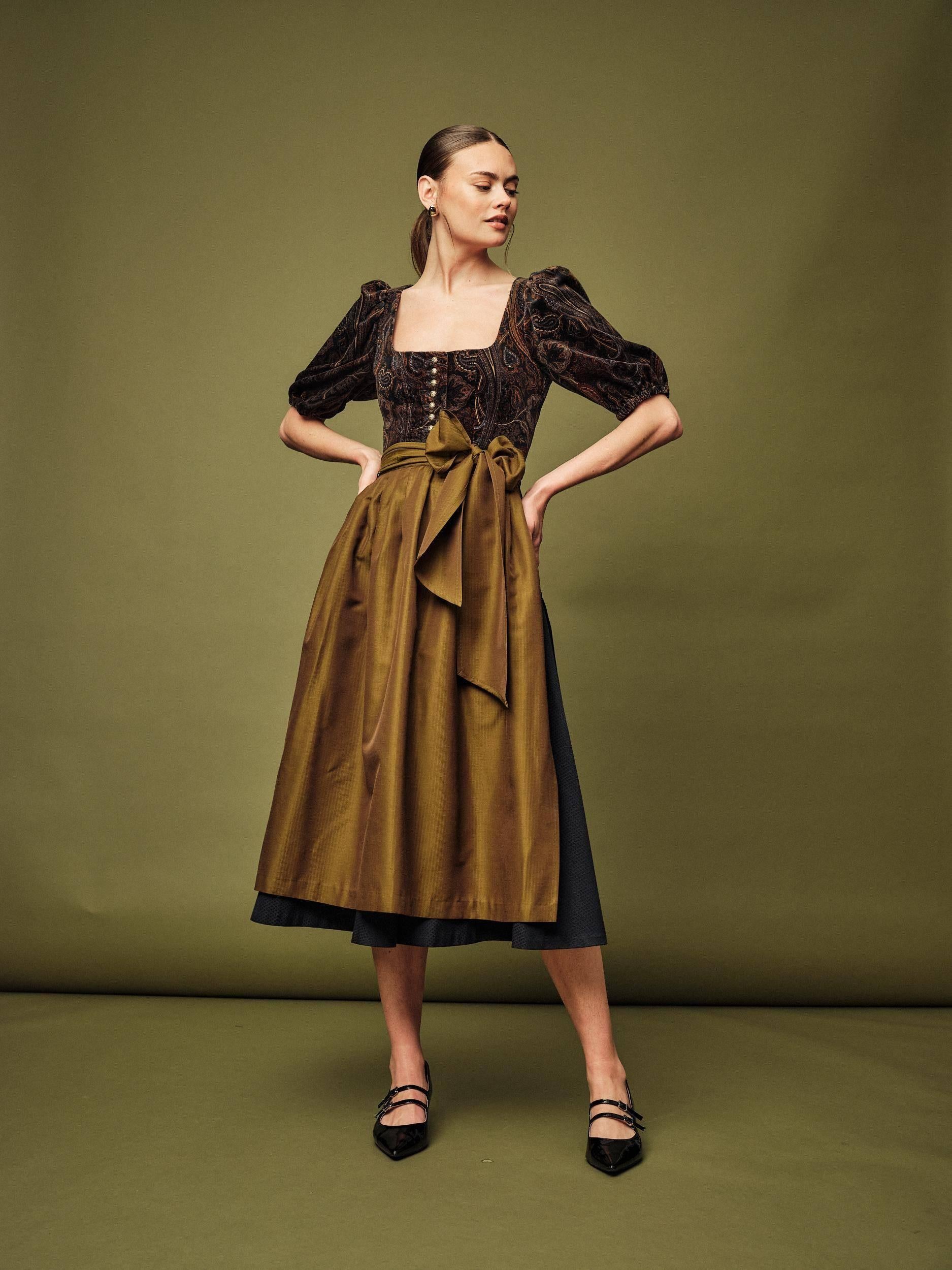 Cocovero Samt-Dirnd Paula Paisly Gold