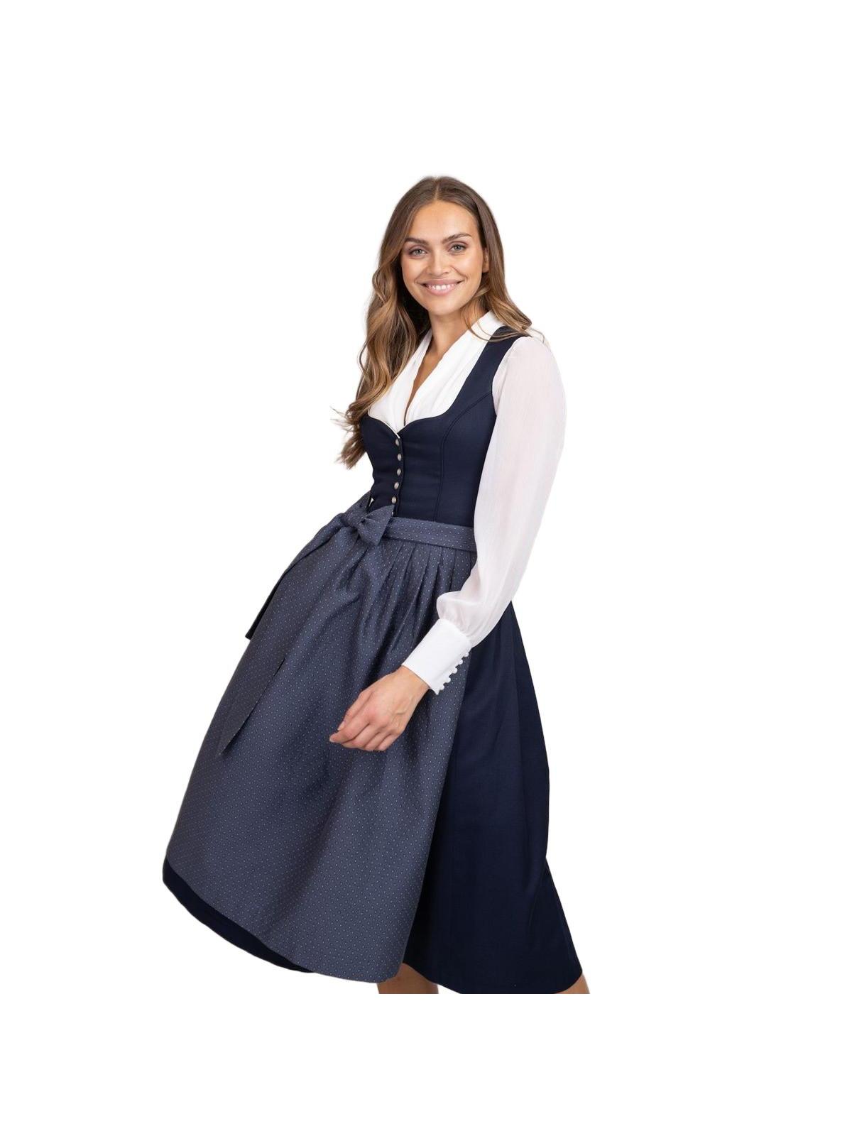 Heimatglück Dirndl Rosalinde Dunkelblau