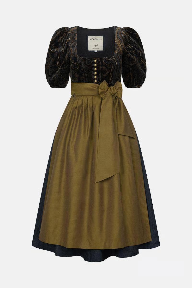 Cocovero Samt-Dirnd Paula Paisly Gold