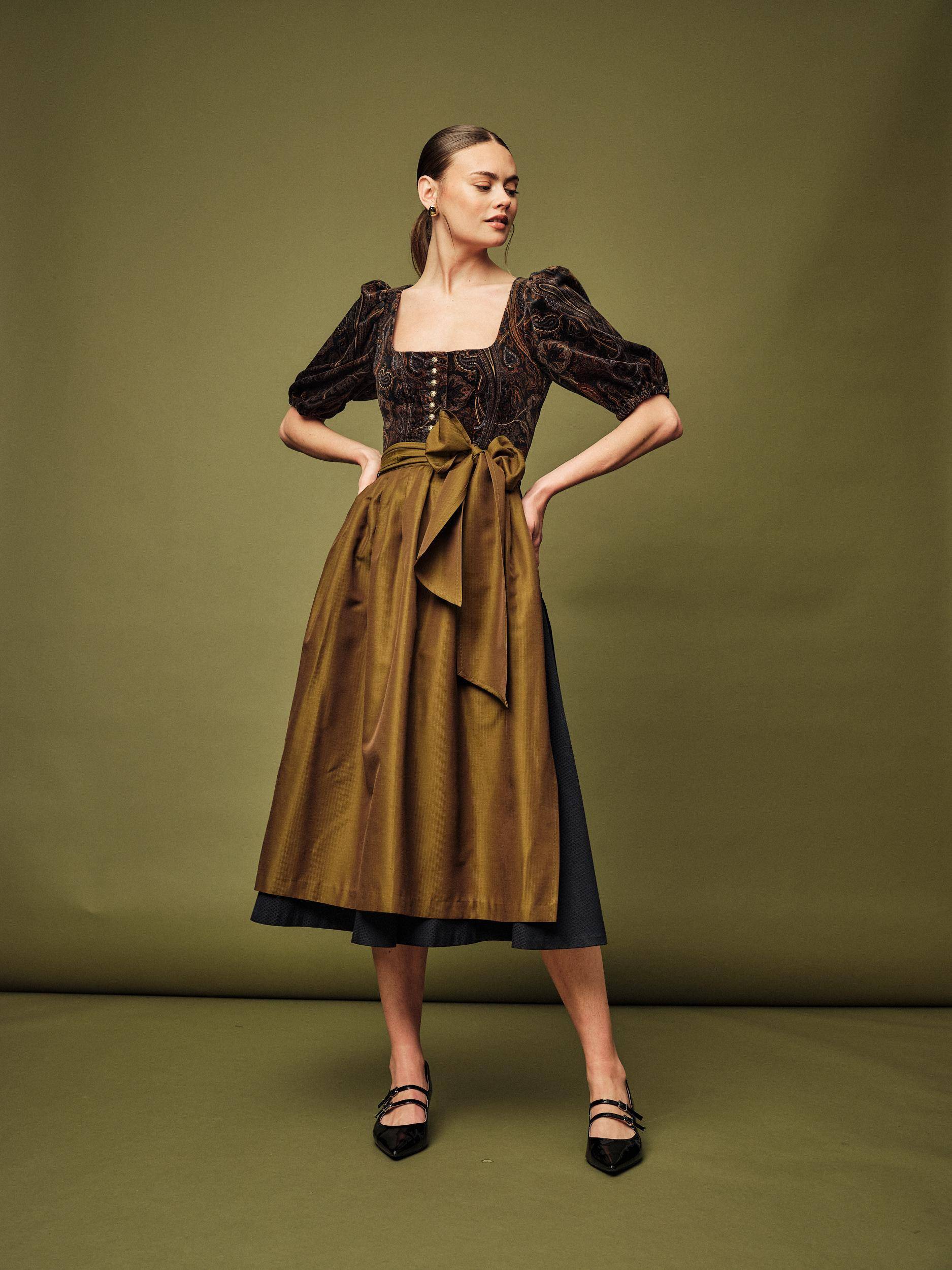 Cocovero Samt-Dirnd Paula Paisly Gold