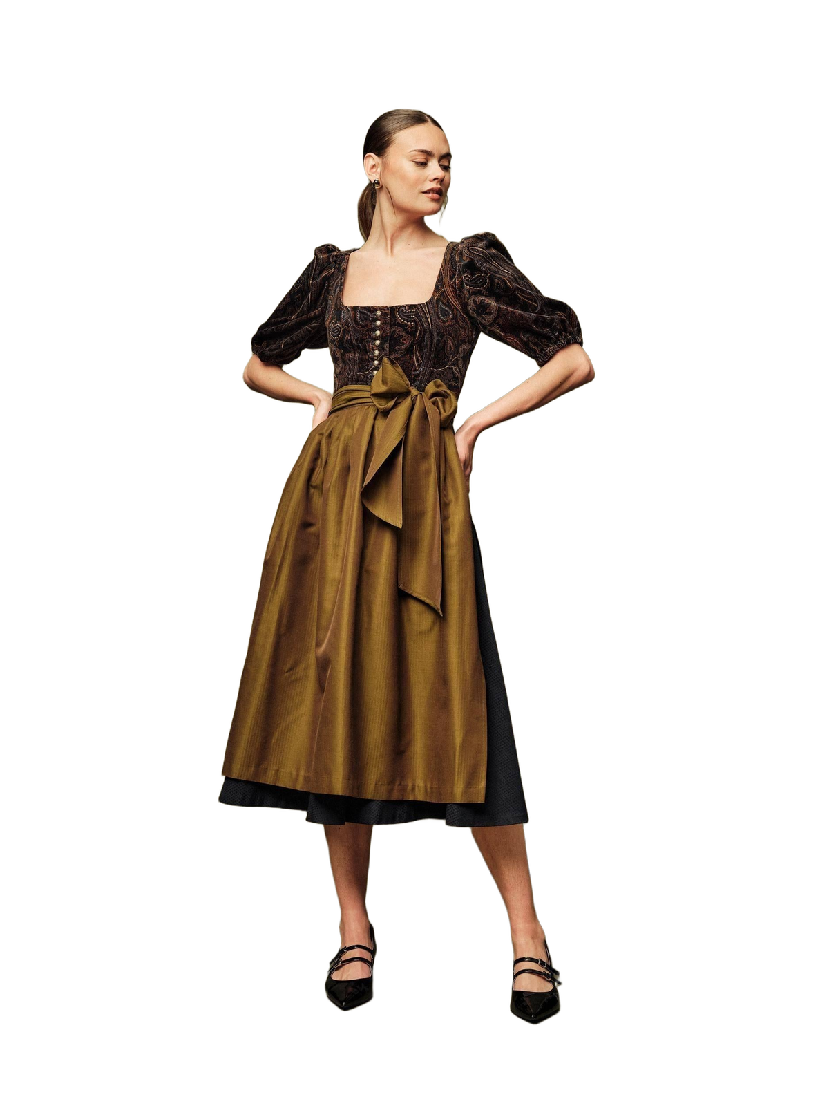 Cocovero Samt-Dirnd Paula Paisly Gold
