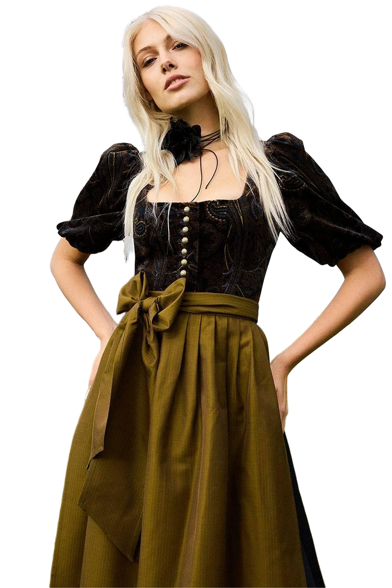 Cocovero Samt-Dirnd Paula Paisly Gold