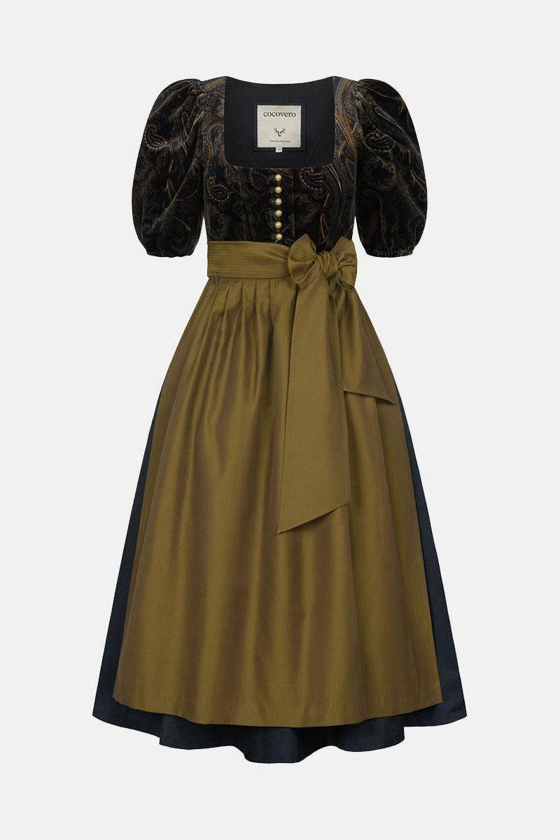 Cocovero Samt-Dirnd Paula Paisly Gold
