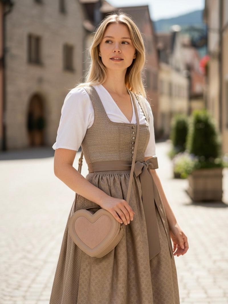 Ostwald Kalbsleder-Handtasche Heart Beige