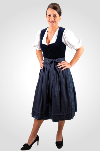 Heimatglück Samt-Dirndl Alma dunkelblau